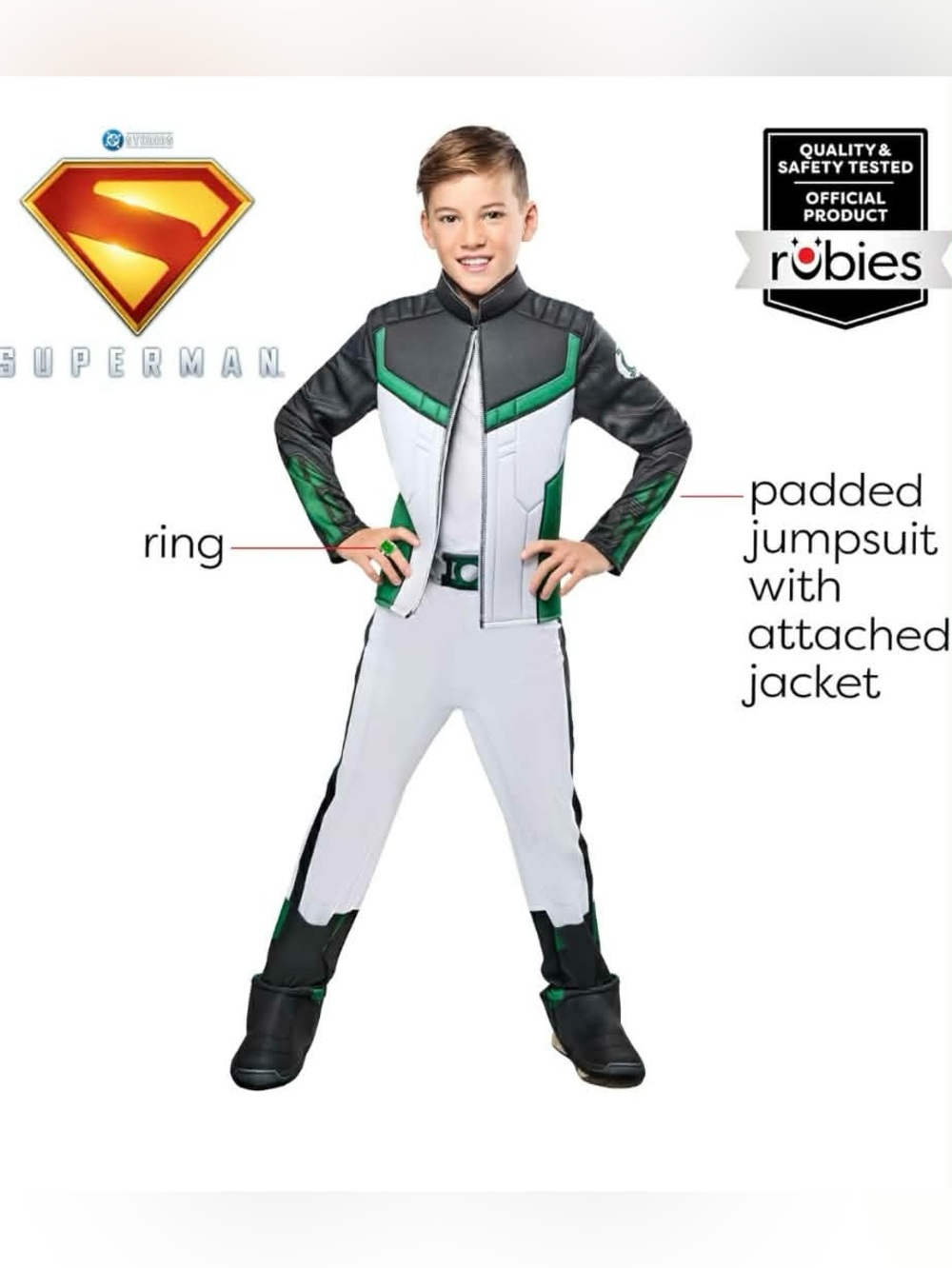 Rubie's Medium Green Lantern Deluxe Kids Superhero Jumpsuit with Jacket & ring